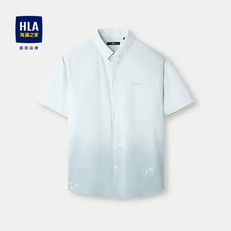HLA/海澜之家条纹吊染短袖休闲衬衫2024春夏新款舒适透气衬衣男商品大图