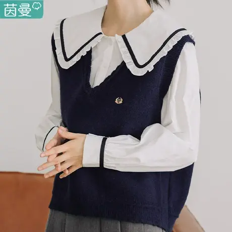 茵曼春秋毛衣背心女士2024年春新款宽松套头文艺针织衫外穿小马甲图片