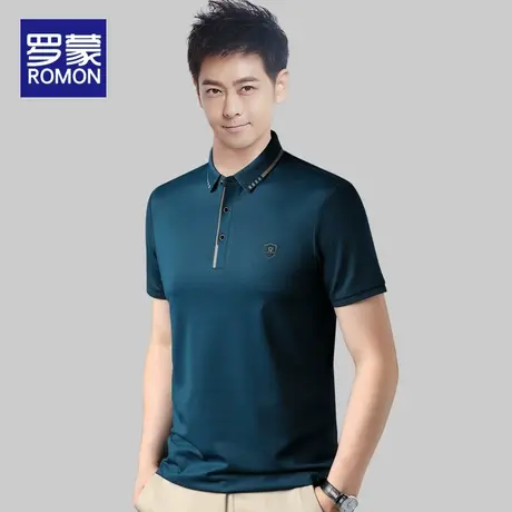 罗蒙夏季短袖Polo衫男翻领纯色简约半袖衣服男士2023新款百搭T恤商品大图