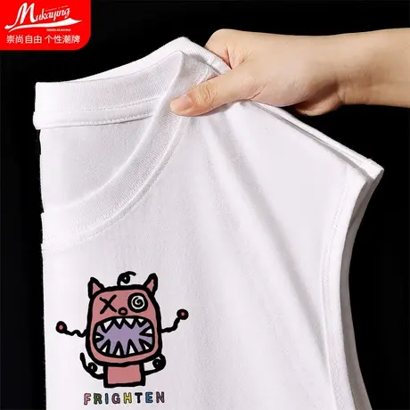 夏季背心男小众设计感纯棉运动无袖t恤情侣潮流宽松百搭休闲坎肩商品大图