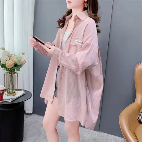 防晒衬衫女外搭中长款2023年夏季新款宽松薄款百搭小个子上衣外套商品大图