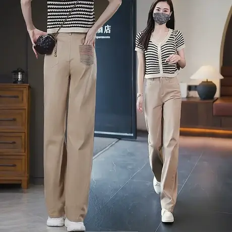 脏粉色牛仔裤女夏季薄款小个子垂感拖地直筒裤韩版遮肉显瘦阔腿裤图片