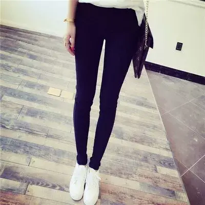 2023韩版夏秋季薄款修身外穿黑色女式打底裤长款学生紧身裤小脚裤图片