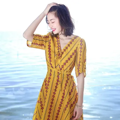 夏季普吉岛沙滩裙泰国海边度假修身显瘦超仙雪纺小个子连衣裙长裙图片