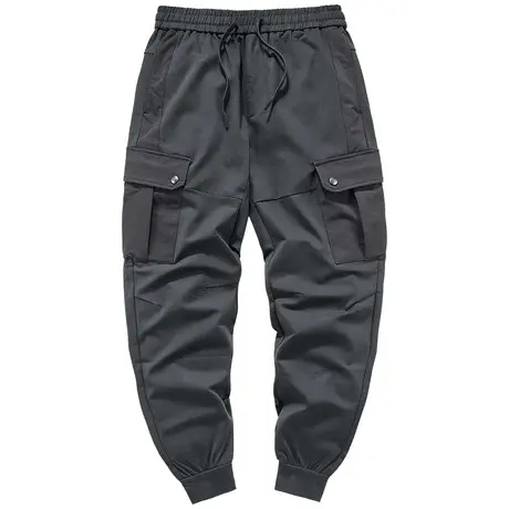 VIP多口袋工装裤男春秋薄款宽松拼接速干跑步运动卫裤休闲束脚裤商品大图