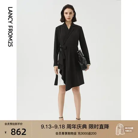 朗姿法式气质收腰修身西装裙连衣裙女春秋季新款衬衫裙设计感小众商品大图