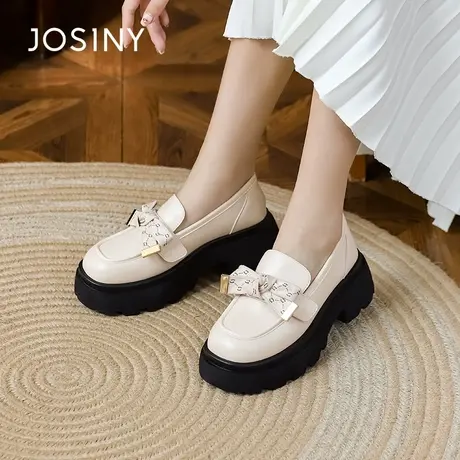 Josiny/卓诗尼方头蝴蝶结乐福女鞋2023夏季新款仙女配裙子单鞋女商品大图