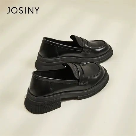Josiny/卓诗尼厚底乐福鞋女2024新款春季英伦风通勤女鞋软皮单鞋商品大图