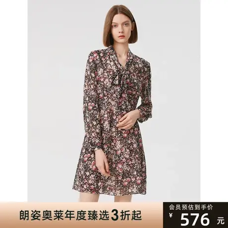 朗姿法式高级感复古碎花显瘦连衣裙2023年春季新款独特别致裙子女商品大图