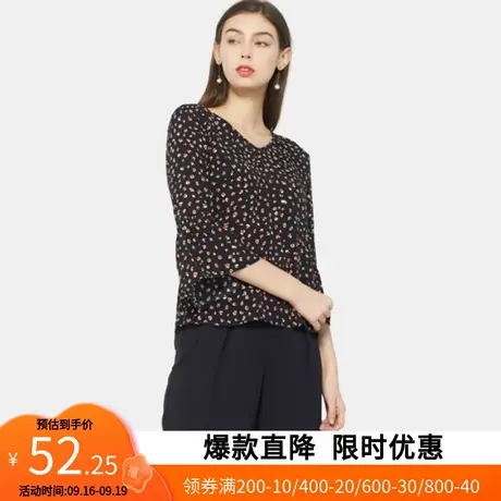 艾格2022夏天女装显瘦设计感小众洋气百搭长袖圆点衬衫Z1805商品大图