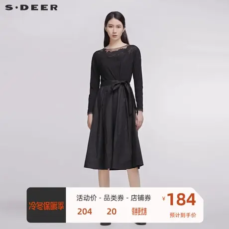 sdeer圣迪奥新品性感唯美拼接蕾丝连衣裙S20181216图片