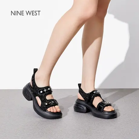 【商场同款】Nine West/玖熙休闲凉鞋女夏季新款厚底增高女运动鞋图片