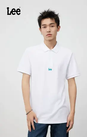Lee男标准版型刺绣logo白色polo衫LMT0015974CJ00FK14图片
