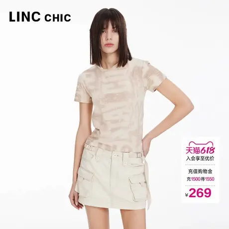 LINCCHIC金羽杰中腰包臀短裙水洗机能工装短裙女S242DK204Y图片