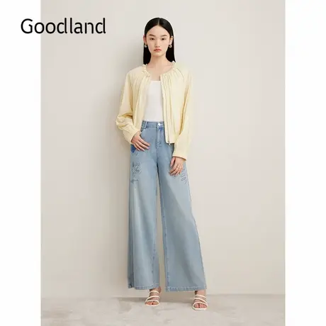 Goodland美地夏季运动感钉珠亲肤凉感薄短外套图片