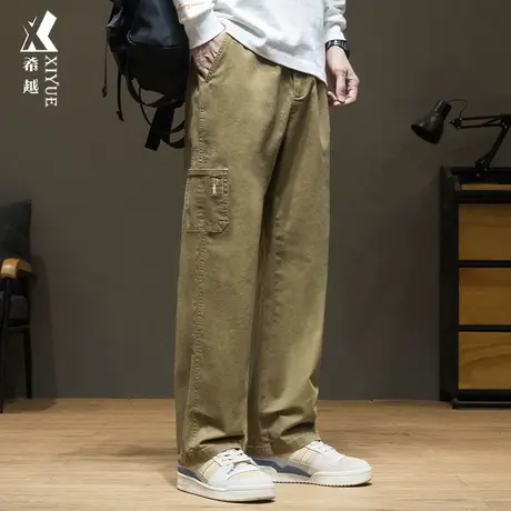 希越清仓男士休闲裤男2025夏季美式潮牌宽松大码束脚裤男生长裤子商品大图