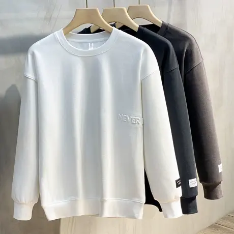 2023春秋新款男士潮牌圆领卫衣男士简约韩版潮流宽松打底衫男商品大图