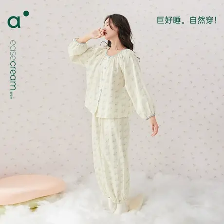 安之伴【巨柔软】纯棉睡衣女春秋宽松甜美长袖家居服套装大码新款商品大图