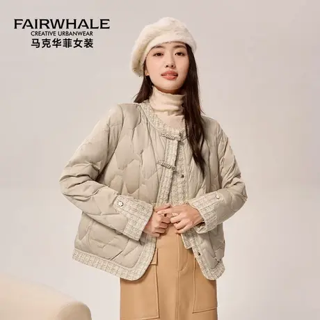 马克华菲短裤小香风轻薄羽绒服女2025冬季新款时尚新中式休闲外套图片