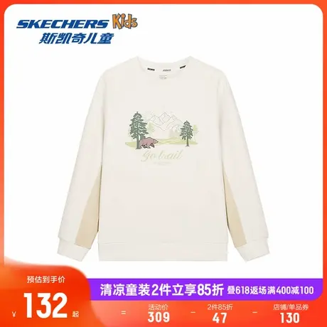 Skechers斯凯奇女童运动针织套头卫衣春夏新款舒适儿童休闲上衣商品大图