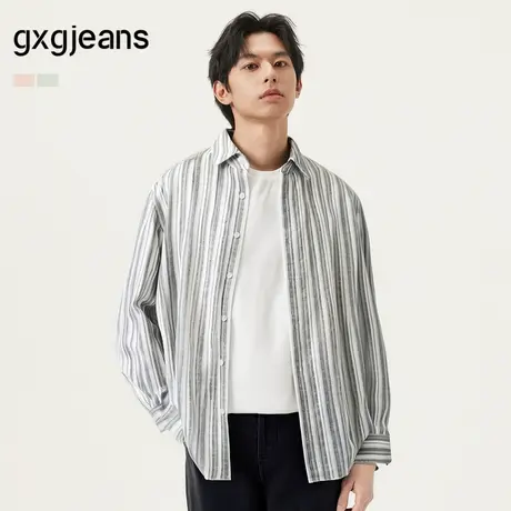 gxg.jeans男装 条纹设计宽松简约时尚长袖衬衫外套男 25夏季新款图片