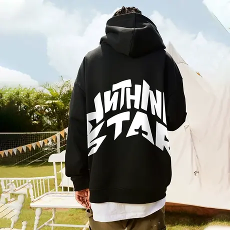 Nuthink美式潮流字母有帽卫衣男潮ins中性风宽松街头情侣冬季帽衫商品大图