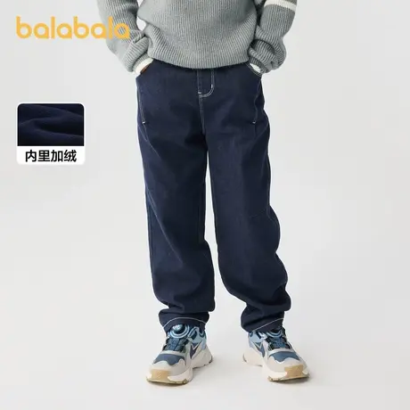 巴拉巴拉童装男童牛仔裤长裤中大童裤子秋冬2024新款加绒萝卜裤潮商品大图