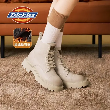 Dickies马丁靴女2024年冬季新款加绒保暖短靴百搭短靴擦色皮靴女商品大图