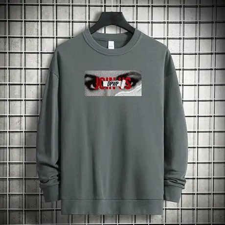 重磅纯棉卫衣男秋冬款加绒加厚摇粒绒无帽上衣服圆领长袖t恤宽松商品大图