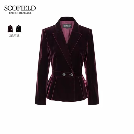 Scofield女装静奢宴会风丝绒西装收腰光泽感外套2025冬季新品图片