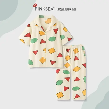 Pinksea睡衣女款纯棉夏短袖长裤可爱卡通女士春秋全棉家居服套装商品大图