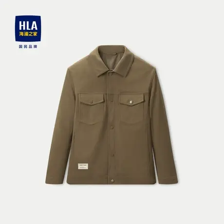 HLA/海澜之家翻领夹克2023秋季新款灯芯绒工装风绣花撞色外套男图片
