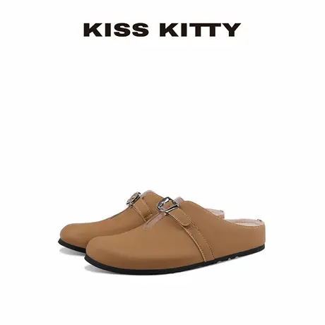 KISSKITTY2025年新款勃肯鞋半拖女厚底外穿包头拖一脚蹬平底单鞋商品大图