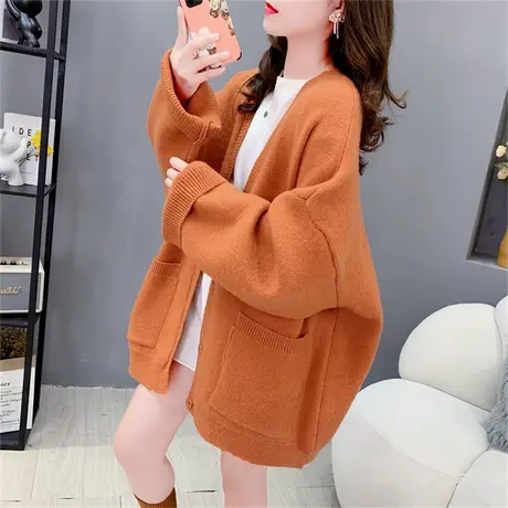 慵懒风软糯开衫毛衣女外穿春秋2023新款宽松大码休闲减龄针织外套图片