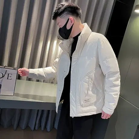 羽绒服纯色冬季2023年新款潮牌加厚立领短款轻薄户外防寒冬装外套图片