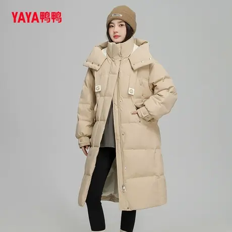 鸭鸭羽绒服女2023年冬季新款中长款连帽时尚休闲保暖外套Y图片