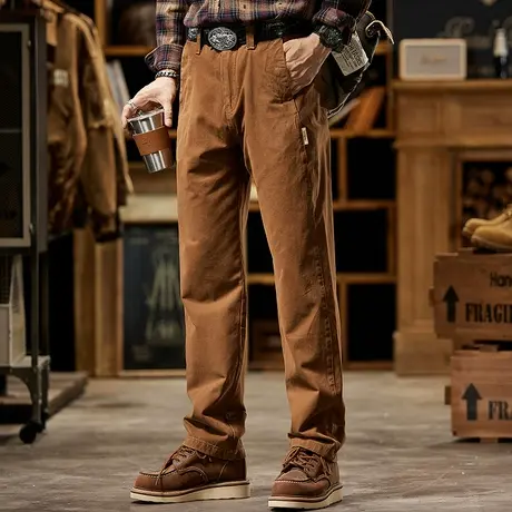 复古美式男裤休闲裤子男款潮流多口袋纯棉裤子舒适男生休闲长裤商品大图