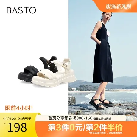 百思图奥莱夏季新款时髦简约休闲运动凉厚底女凉鞋ZHT30BL3图片