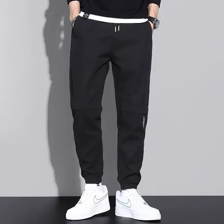 休闲长裤子男秋冬款黑色运动裤宽松潮流九分抽绳小脚束脚卫裤百搭商品大图