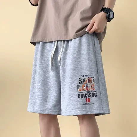 休闲短裤男士夏季字母印花篮球运动裤子男潮牌青少年直筒五分中裤图片