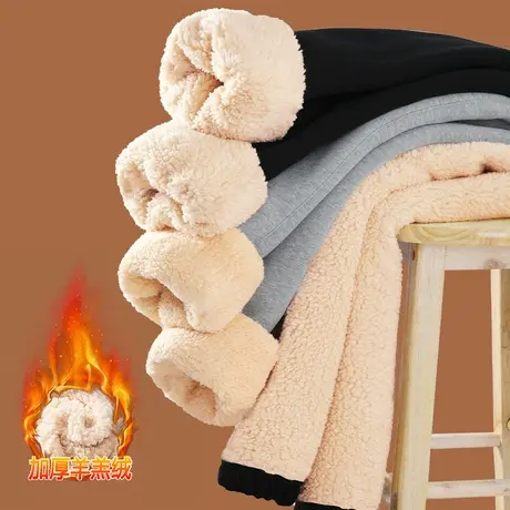 ZR真维斯羊羔绒裤子女冬季2023新款加绒加厚休闲长裤美式束脚卫裤商品大图