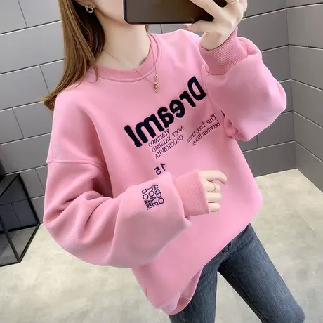 卫衣女秋冬2022年新款冬款加绒加厚长袖宽松慵懒风ins潮上衣外套图片