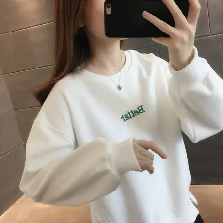 2023年春季新款下摆开叉个性时尚卫衣女士薄款长袖套头上衣外套韩图片