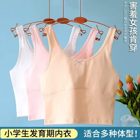 女童内衣发育期小学生纯棉第一阶段防凸点小背心少女文胸夏季薄款图片
