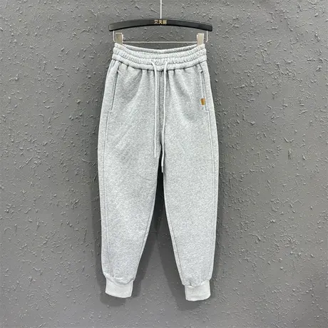 欧货原创加绒休闲束脚卫裤女2023秋冬新款高腰显瘦百搭运动哈伦裤图片