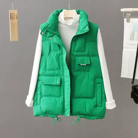 大码加厚立领羽绒棉马甲女秋冬新款胖mm显瘦宽松韩版坎肩短款外套图片