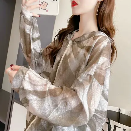户外运动透气防晒衣女夏季韩版宽松大码薄款冰丝凉感防晒服外套潮商品大图