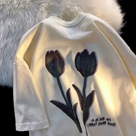 胖mm国潮复古oversize短袖t恤女潮ins港风宽松炸街减龄时尚上衣夏图片