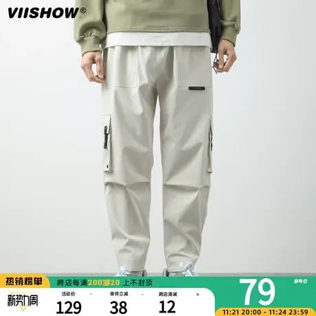 VIISHOW工装裤男春秋大口袋机能风宽松束脚痞帅炸街休闲长裤子商品大图