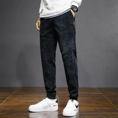 雪尼尔男裤春秋款灯芯绒裤子男宽松直筒男士条绒裤秋季休闲裤秋冬图片